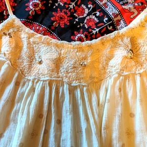 Cream crop tank top with sequins